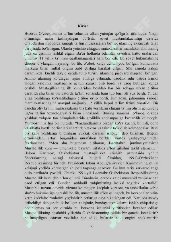 O’ZBEKISTONDA SOVET DAVRIDA OLIY  TA’LIM TIZIMI kurs ishi 2