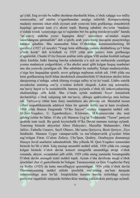 O’ZBEKISTONDA SOVET DAVRIDA OLIY  TA’LIM TIZIMI kurs ishi 7