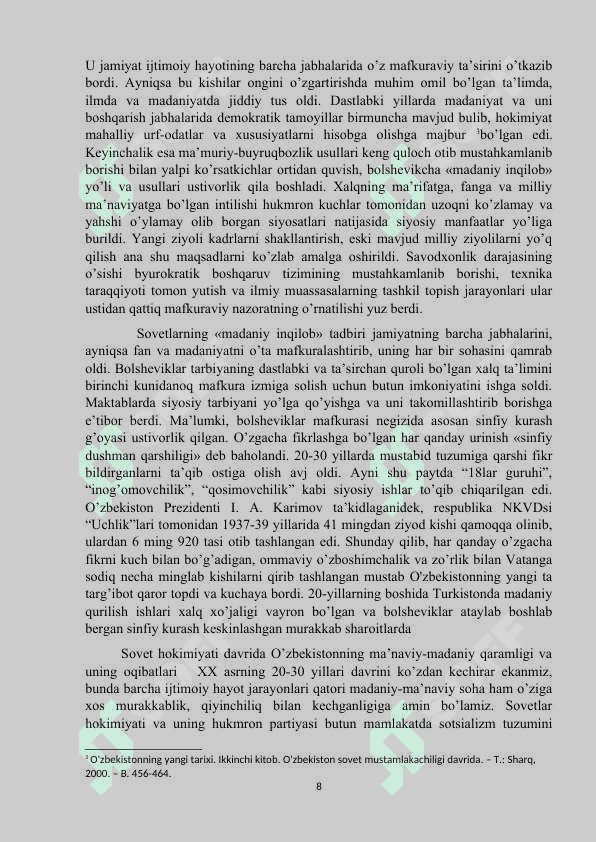 O’ZBEKISTONDA SOVET DAVRIDA OLIY  TA’LIM TIZIMI kurs ishi 8