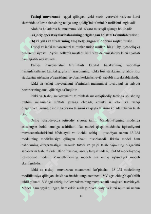 KICHIK OCHIQ IQTISODIYOT MODEL kurs ishi 8