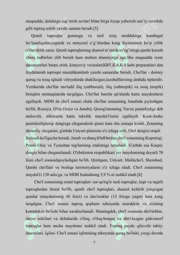 Cho’l zonasi tuproqlari 7