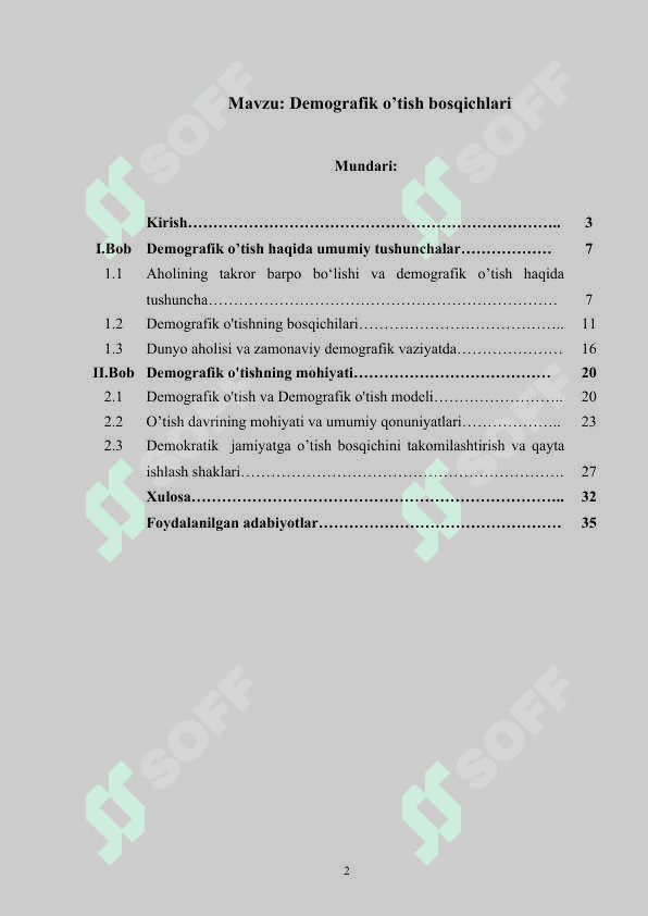 Demografik o’tish bosqichlari 2