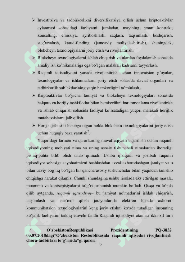 RAQAMLI IQTISODIYOTDA BLOKCHEYN TEXNOLOGIYALARI 7