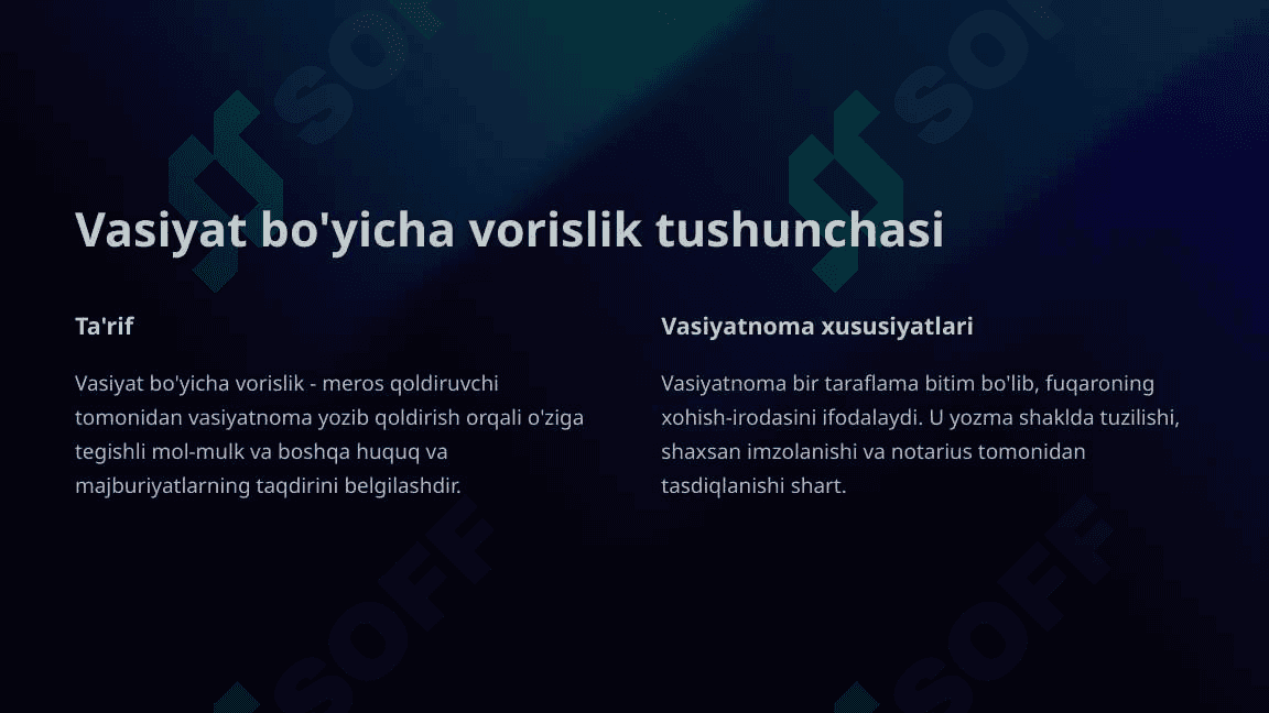 Vasiyat bo'yicha vorislik 2