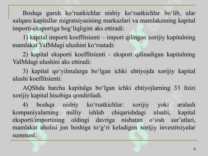 Xalqaro kapital harakati 8