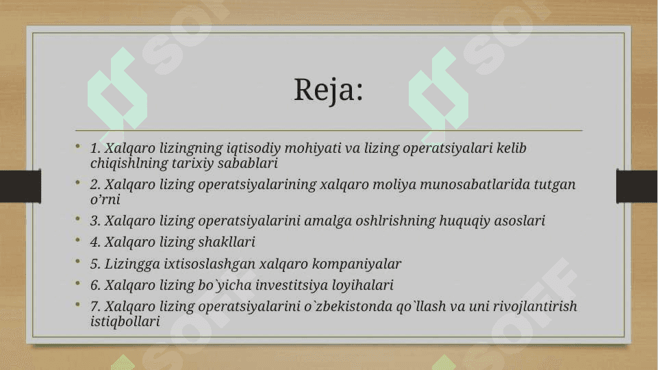 Xalqaro lizing operatsiyalari 2