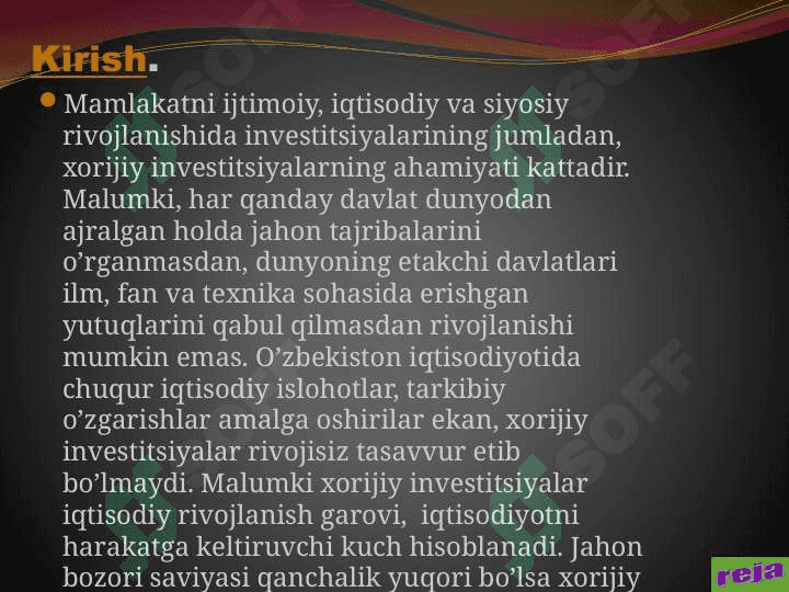 Qulay Investitsiya muhiti 2