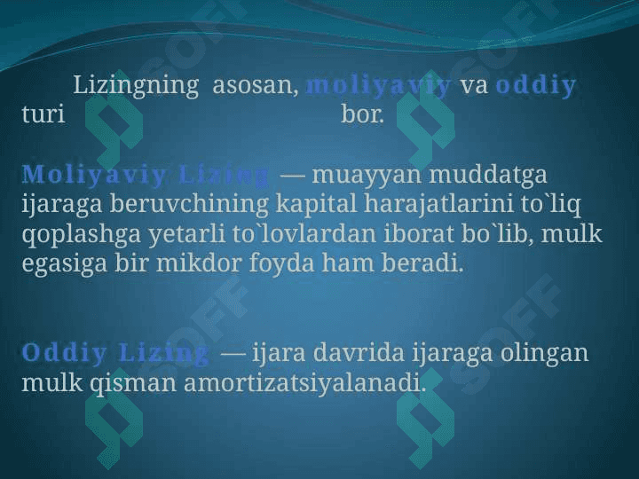 Lizing operatsiyalari hisobi 5