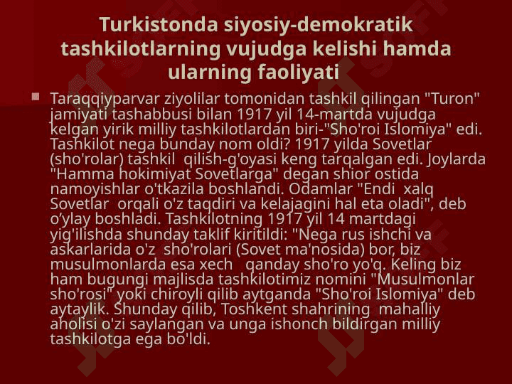 Rossiyadagi inqilobiy voqealar Turkiston o’lkasiga ta’siri 4