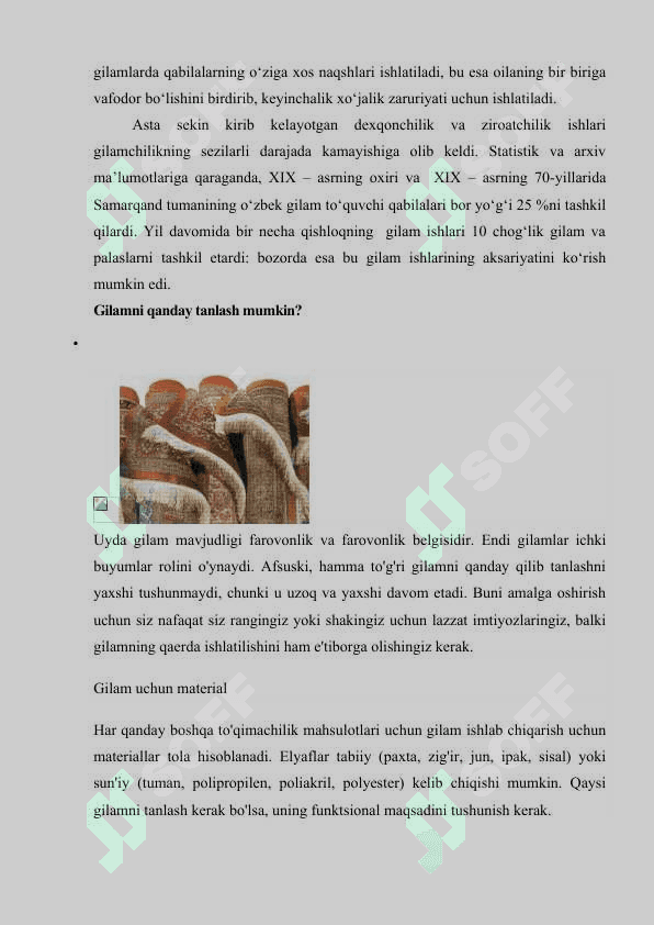 GILAM TO’QISH SAN’ATI TARIXI VA USLUBLARI 3