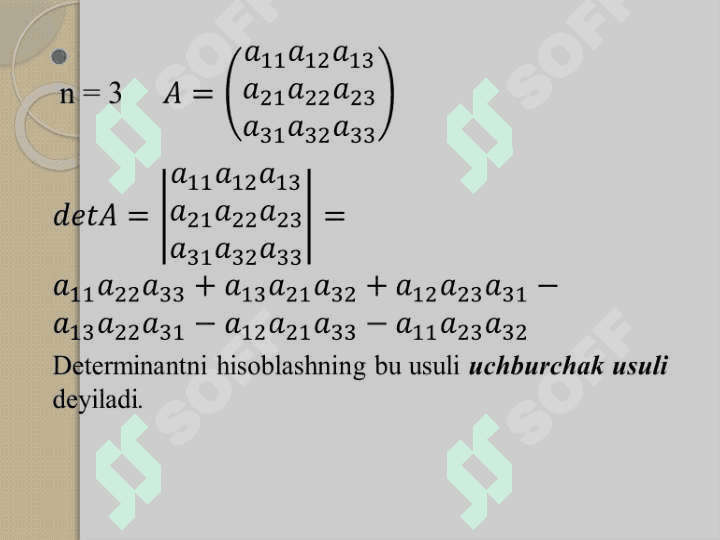 Determinantlar. Matritsalar. CHTS 6