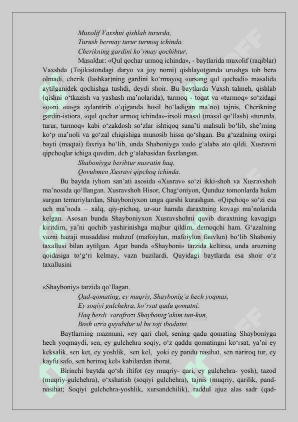 MUHAMMAD SOLIH SHAYBONIYXON HAYOTI VA IJODI 7