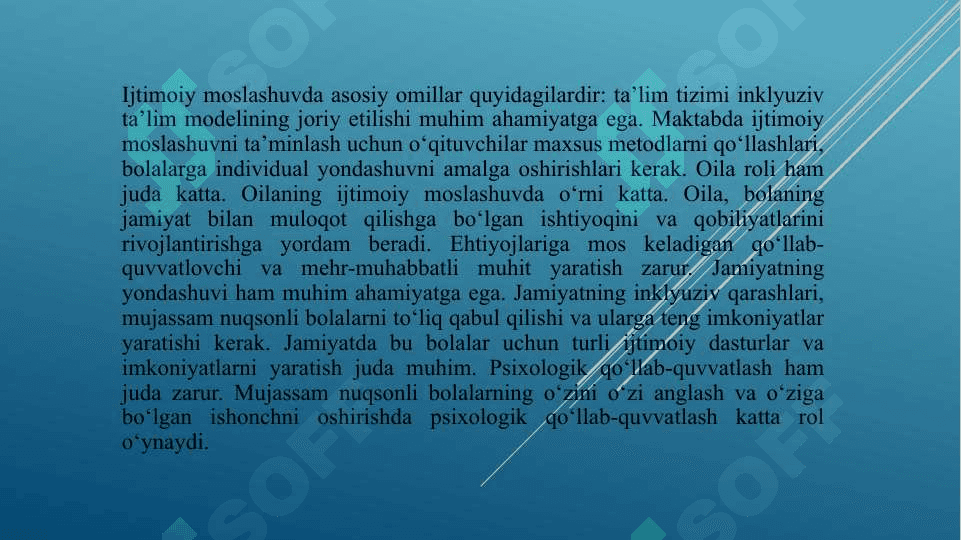 Mujassam nuqsonli bolalarning ijtimoiy moslashuvi. 4