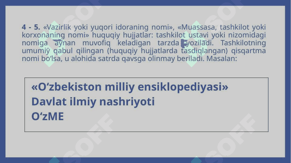 Hujjatlar ustida ishlash tartibi. Hujjatlarning  zaruriy qismlari (rekvizitlar) va ularni rasmiylashtirish, ish yuritishda qo’llaniladigan blankalar 8