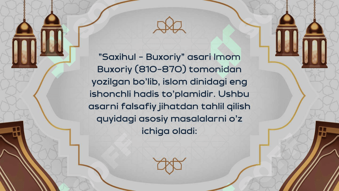 Imom Buxoriyning “Saxihul - Buxoriy” asari falsafiy tahlili 2
