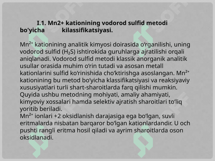Mn2+ kationining analitik kimyosi. 5