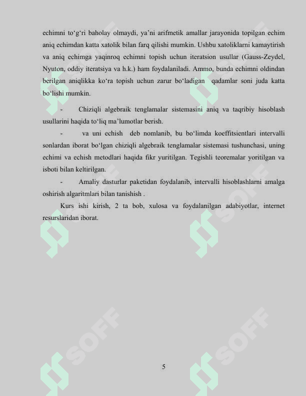 C# DASTURLASH TILIDA CHIZIQLI ALGEBRAIK TENGLAMALAR SISTEMASINI YECHISHNING GAUSS USULI KURS ISHI 5