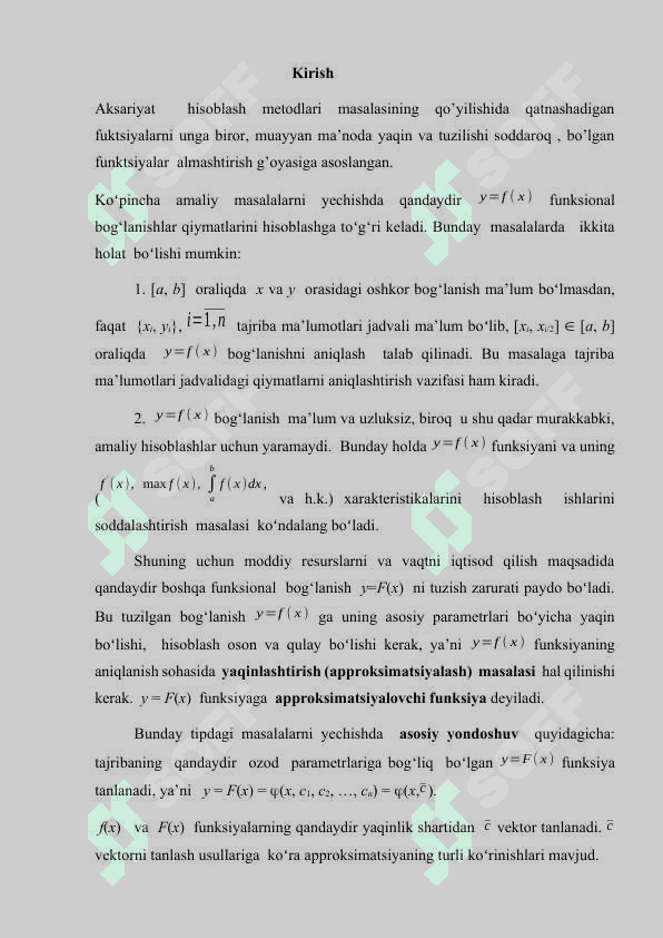 FUNKSIYANI INTERPOLYATSIYALASH KURS ISHI 2