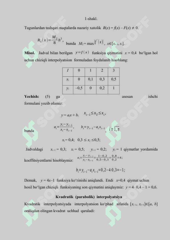FUNKSIYANI INTERPOLYATSIYALASH KURS ISHI 6