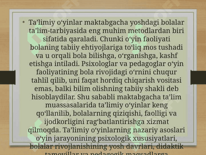 Maktabgacha taʼlim tashkilotida taʼlimiy oʻyinlar va ularning ahamiyati 2