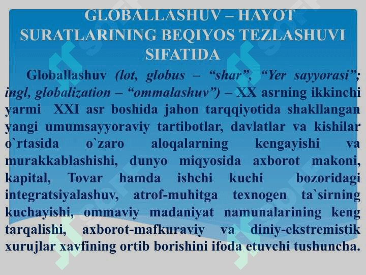 GLOBALLASHUV VA MA`NAVIYAT 4