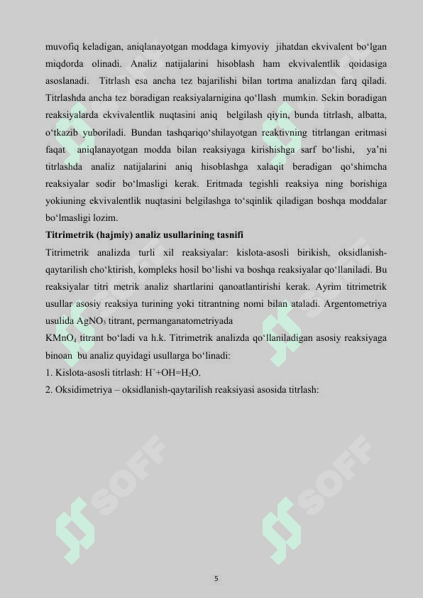 Oksidlanish qaytarilish metodi yordamida titrlash 5