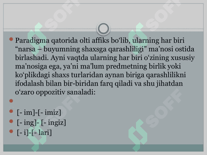 Til birliklari o‘rtasidagi munosabatlar. Paradigmatik munosabat. 8