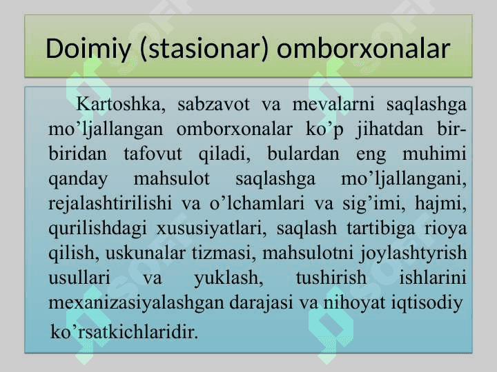 SAQLASH OMBORLARI TURLARI VA TUZILISHI 2