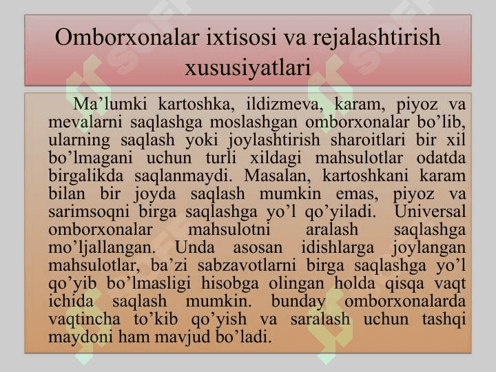 SAQLASH OMBORLARI TURLARI VA TUZILISHI 3
