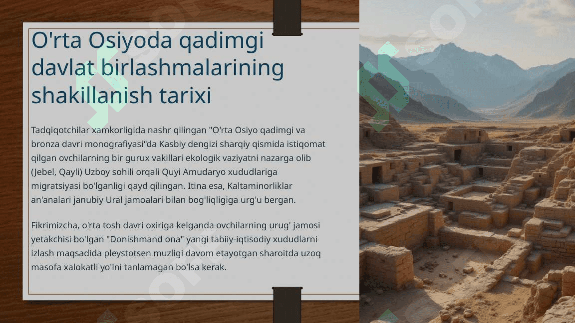 O‘rta Osiyo hududida ilk davlat birlashmalarining shakillanish tarixi va xo‘jalik hayoti 2