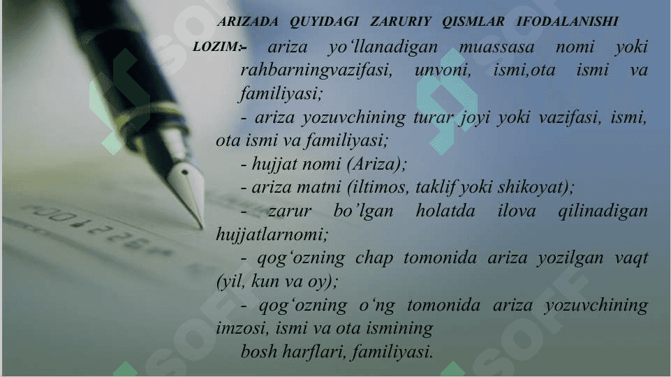 Ma'lumot-axborot hujjatlari..ariza, tushuntirish xati, bildirishnoma 3