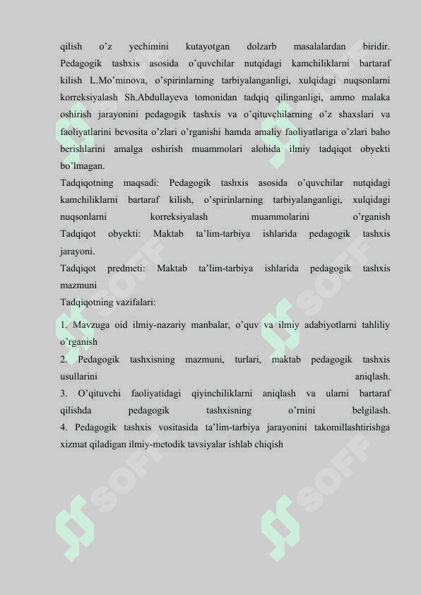 Tarbiyalanuvchilarning bilim ko’nikma malakalarini tashxis etish 3