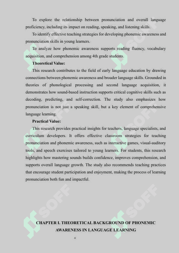 Phonemic awareness  the role of pronounciation in language proficiency for 4th grade students 4