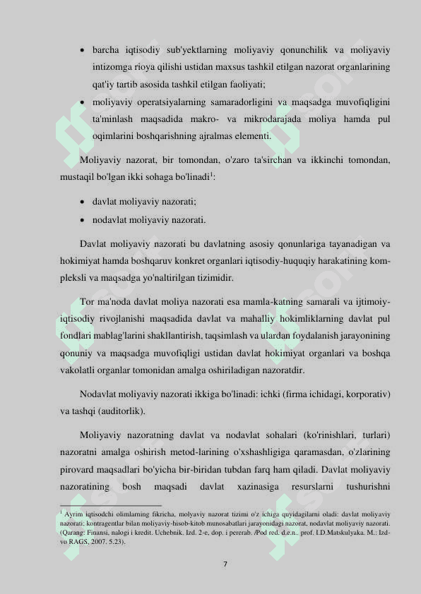 Moliyaviy nazoratning mohiyati, zarurligining tashkiliy shakllari 5