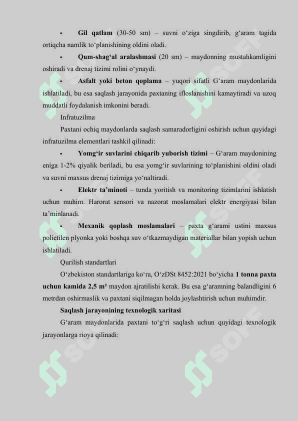 Paxtani g‘aram maydonlari va yopiq omborlarda saqlash. 3