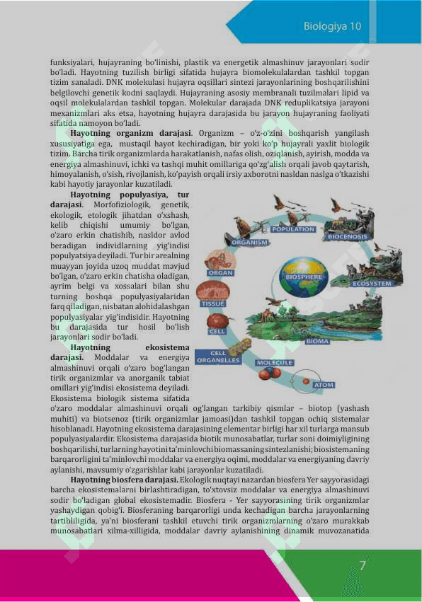 Yangi 10-sinf nashri Biologiya 7