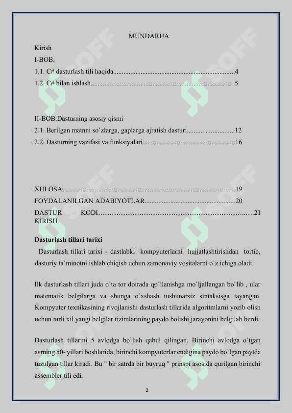Berilgan matinni gaplarga, so`zlarga ajratish dasturi C#.docx 2