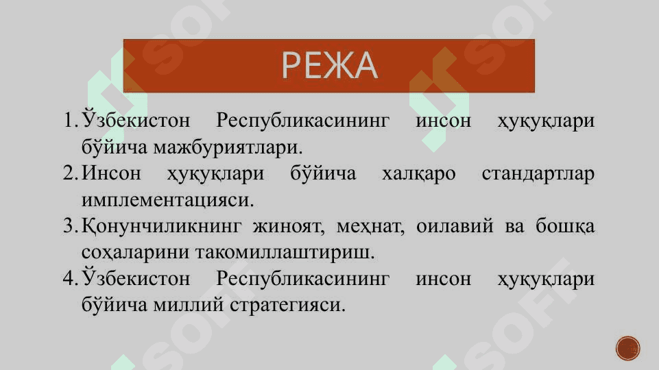 Инсон ҳуқуқлари бўйича миллий қонунчилик 2