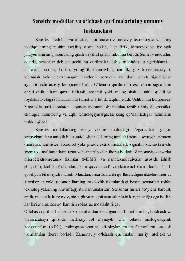 Sensitiv modullar va o‘lchash qurilmalari 4