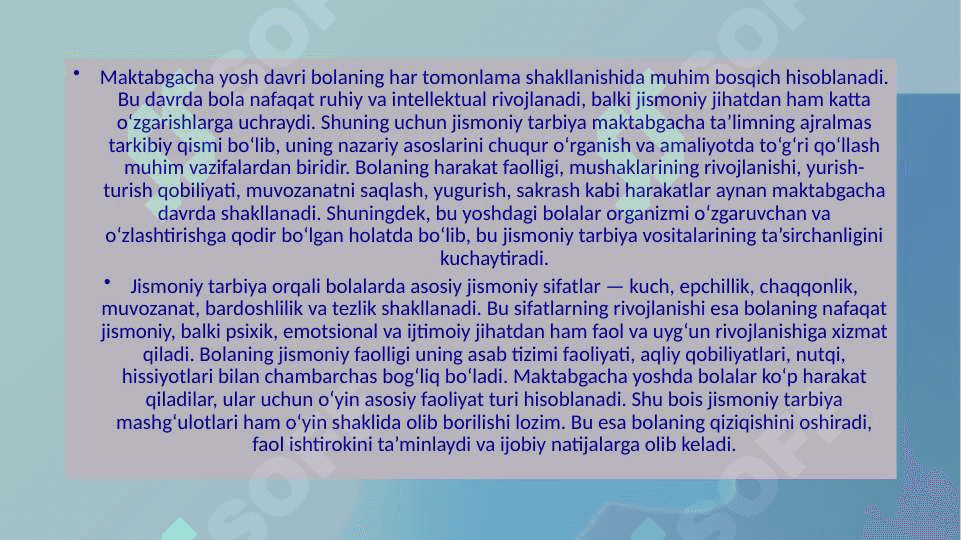Maktabgacha yoshdagi bolalar jismoniy tarbiyasi metodikasi 2