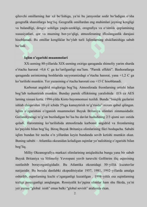 Iqlim o‘zgarishi muammolari 2