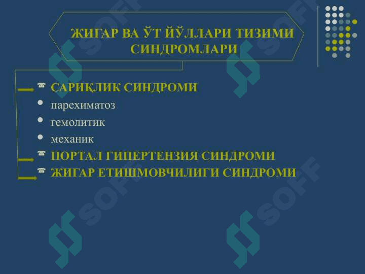 ЖИГАР ВА ЎТ ЙЎЛЛАРИ ТИЗИМИ СИНДРОМЛАРИ 2