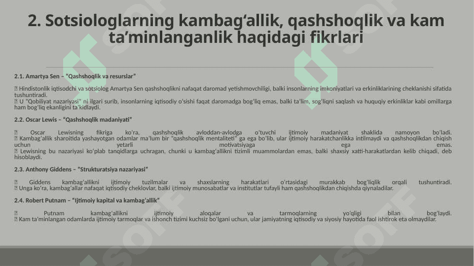 Kam ta’minlanganlik va umumiy ta’minot 4