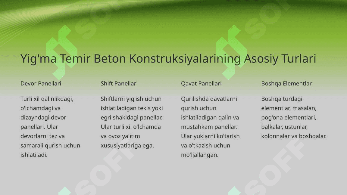 Fuqaro binolarining yig'ma temir beton konstruksiyalari 2