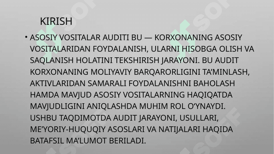 Asosiy vositalar auditi 2