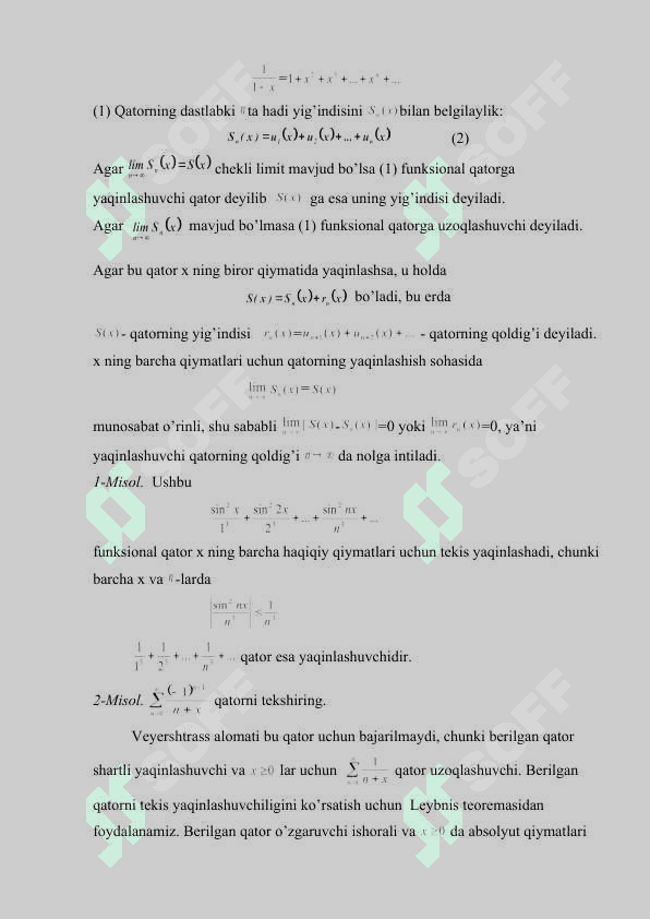 Darajali qatorlar. Darajali qatorlarning yaqinlashish radiusi va sohasi.  Teylor formulasi va qatori. 2