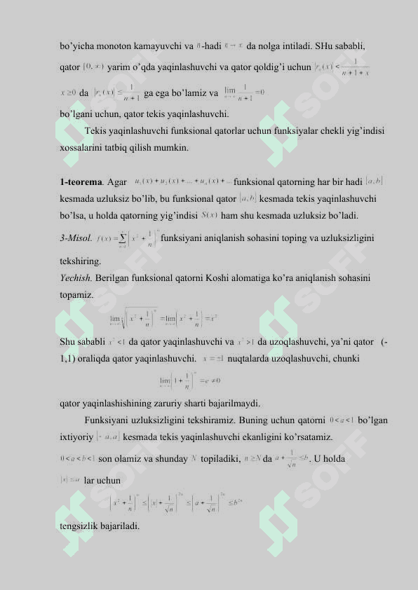 Darajali qatorlar. Darajali qatorlarning yaqinlashish radiusi va sohasi.  Teylor formulasi va qatori. 3