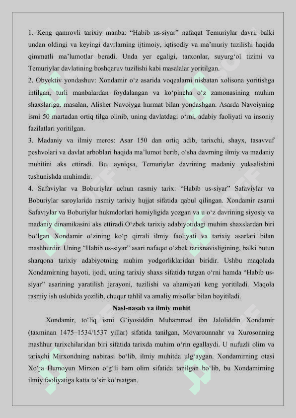 “Xondamir va uning “Habib us – siyar” asari”  25 3