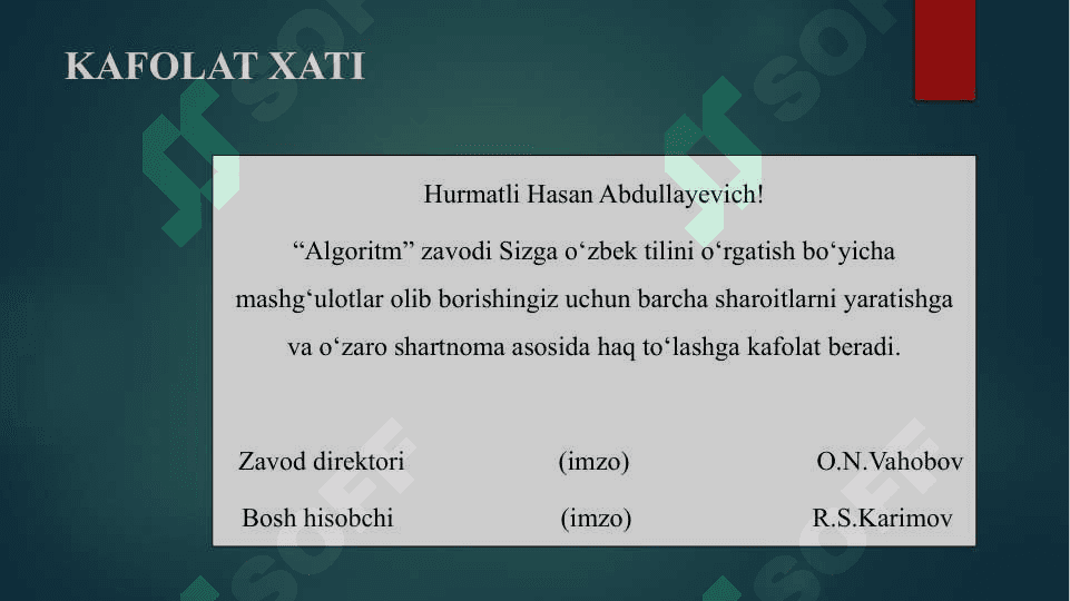Xizmat yozishmalari...kafolatov xati, tasdiq xati, farmoyish xat, so'rovxati 3