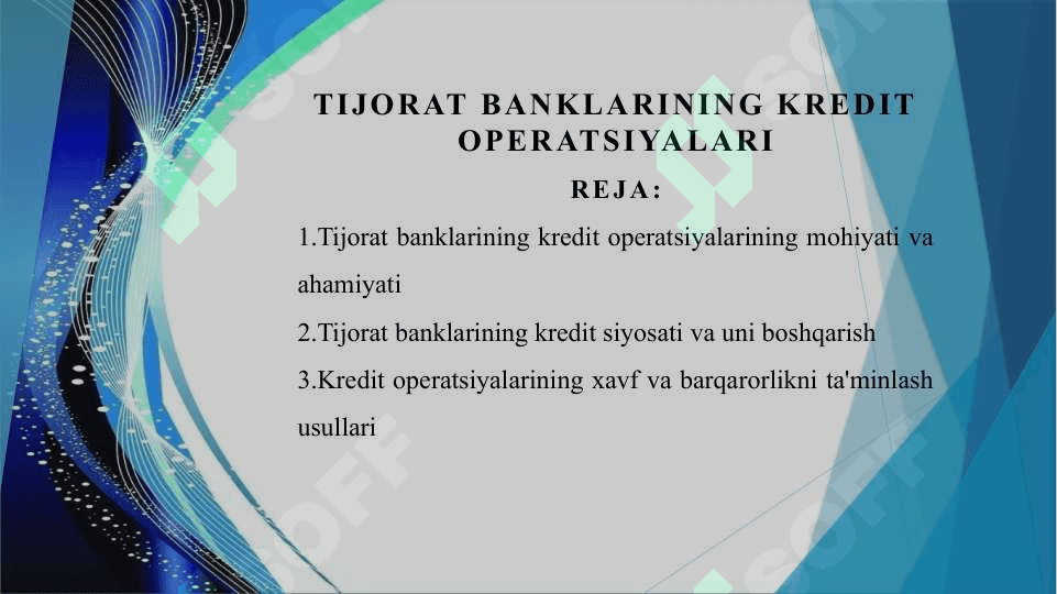 Tijorat banklarining kredit operatsiyalari 2